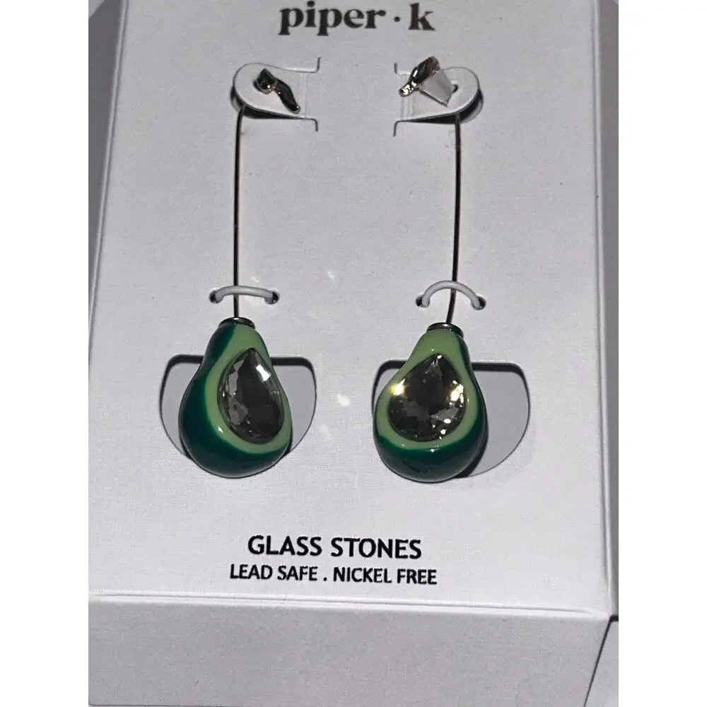 Piper K Avocado Party Preppy Casual Festival Whimsical Cuff 2.5” Dangle Earrings